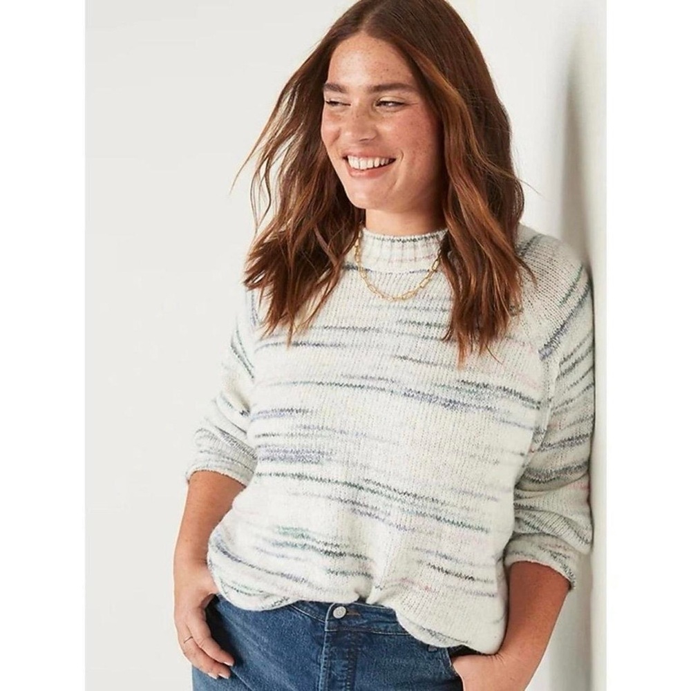 Old Navy • Women’s Slouchy Multicolor Space Dye Crew Neck Sweater Size XXL